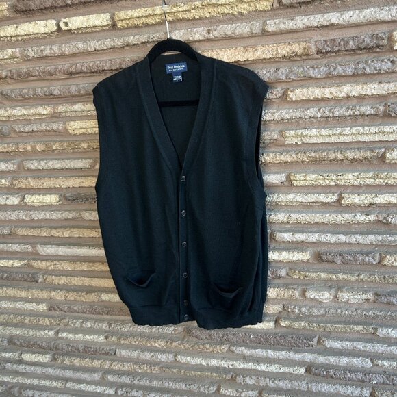 Paul Fredrick Men's Black Merino Wool Cardigan Sweater Vest Size XL - Picture 5 of 6